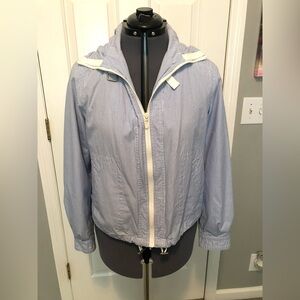 Talbots windbreaker, lined, blue/white M 72